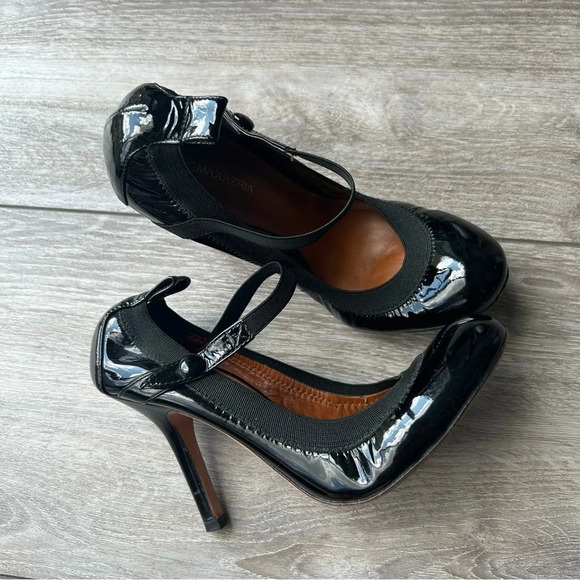 BCBGMAXAZRIA  Black Patent Leather Mary Jane Ballet Heels - Picture 1 of 16